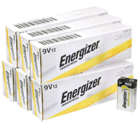 Industrial Energizer 9V EN22 batteries in a case of 72, designed for heavy-duty use by JCB Products.
