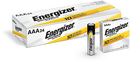 JCB Products Energizer Industrial AAA EN92 alkaline batteries, 24-pack, shown in a clear image with batteries aligned side by side.